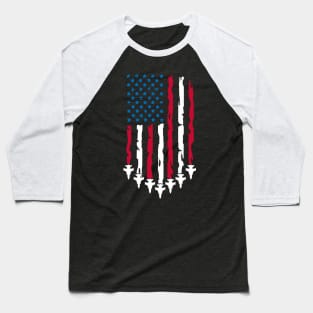 4th of July Fourth 4 Patriotic USA Flag Fighter Jets Men Kid Baseball T-Shirt